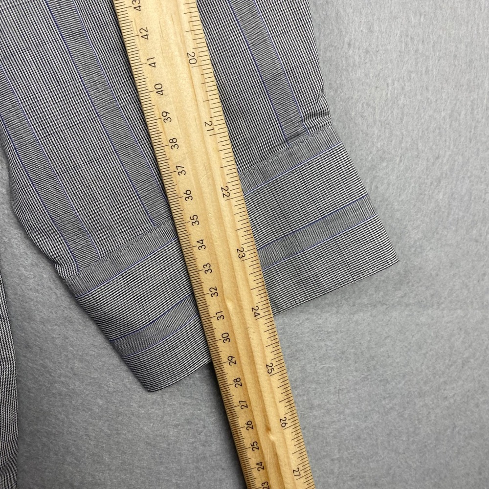 Bar III Slim Fit Mens Grey Blue Striped Stretch Dress Shirt 16 32-33 L - Picture 8 of 8